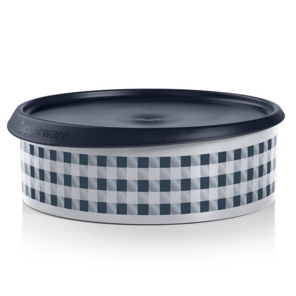 New Tupperware Buffalo Plaid Cookie canister black white gray